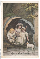 Delcampe - BCZP11-0657-CHROMOS - CACAO VAN HOUTEN FILLETTES ET CHIENS DANS UN TONNEAU - Van Houten