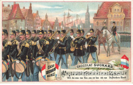 Delcampe - MIKIO-0672 CHROMO CHOCOLAT SUCHARD NEUCHATEL REGIMENT MILITAIRE SUISSE PARTITION - Suchard