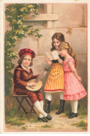 Delcampe - CHROMO #CL40364 CHOCOLAT VAN HOUTEN ENFANTS MUSICIEN MANDOLINE FILLETTES CHANTENT - Van Houten