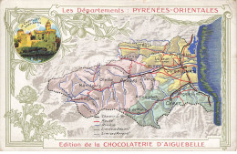 Delcampe - CHROMOS AG#MK986 LES DEPARTEMENTS PYRENEES ORIENTALES ROUSSILLON PLAN CHOCOLATERIE D AIGUEBELLE - Aiguebelle