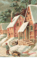 Delcampe - CHROMO #CL30972 CHOCOLAT D AIGUEBELLE CHALETS SOUS LA NEIGE HIVER PETIT TRAINEAU - Aiguebelle
