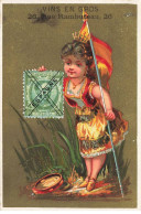 Delcampe - CHROMO #CL30967 H.COQUINET JEUNE FILLE ESPAGNE REPRESENTATION TIMBRE DRAPEAU KIMEL PARIS - Autres & Non Classés