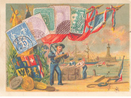 Delcampe - CHROMOS AG#MK919 FRANCE PORT BATEAU TIMBRES MONNAIE ARMOIRIES BLASON - Autres & Non Classés