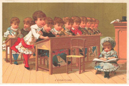 Delcampe - CHROMOS AO#AL000355 MAITRESSE QUI APPREND A L ECRITURE A DES ENFANTS - Autres & Non Classés