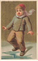 Delcampe - CHROMO MENU #CL30878 GRAND HOTEL REIMS MENU JEUNE HOMME SUR LA GLACE HIVER BOGNARD PARIS - Autres & Non Classés
