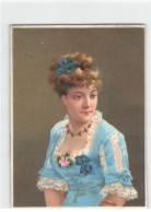 Delcampe - CHROMOS AO#AL000401 PORTRAIT D UNE FEMME EN ROBE BLEU  13,5 X 10 CM - Autres & Non Classés