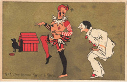 Delcampe - CHROMO #MK40877 CLOWN PIERROT ET UN CHIEN CANICHE - Autres & Non Classés