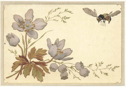 Delcampe - CHROMO #MK40886 FLEURS ABEILLE GAUFREE - Autres & Non Classés