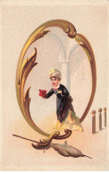 Delcampe - CHROMO #MK40911 PAR APPEL ALPHABET LETTRE Q UNE FEMME EN ROBE QUETE BOURSE A LA MAIN - Autres & Non Classés