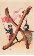 Delcampe - CHROMO #MK40920 PAR APPEL ALPHABET LETTRE X CHEVALIER EN ARMURE PAR ALFRED CLAREY - Autres & Non Classés