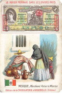 Delcampe - CHROMO #MK40646 MEXIQUE MARCHAND POTIER A MEXICO CHOCOLATERIE D AIGUEBELLE MONNAIE BILLET - Aiguebelle