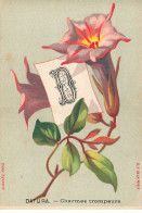 Delcampe - CHROMO #MK40620 ALPHABET LETTRE D DATURA CHARMES TROMPEURS FLEUR BOGNARD - Autres & Non Classés