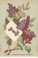 Delcampe - CHROMO #MK40628 ALPHABET FLEUR LETTRE L LILAS PREMIER TROUBLE D AMOUR BOGNARD - Autres & Non Classés