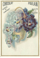 Delcampe - CHROMO #CL40347 CHOCOLAT POULAIN PANIER DE FLEURS PENSEES BLANCHES BLEUES - Poulain