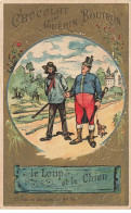 Delcampe - CHROMO #CL40288 CHOCOLAT GUERIN BOUTRON FABLES CHOISIES N°70 LE LOUP ET LE CHIEN - Guérin-Boutron