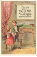 Delcampe - CHROMO #CL40346 CHOCOLAT POULAIN JEUNE GARCON ET FILLETTE TENANT CASSEROLLE CUILLER - Poulain