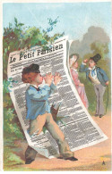 Delcampe - CHROMOS AO#AL000359 GARCON SE CACHANT DERRIERE UN ENORME JOURNAL PETIT PARISIEN - Autres & Non Classés
