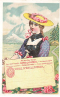 Delcampe - CHROMOS AG#MK926 SUISSE FEMME AU CHAPEAU  ET ENTIER POSTAL - Autres & Non Classés