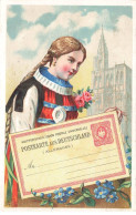 Delcampe - CHROMOS AG#MK930 ALLEMAGNE FEMME AVEC UNE ROBE FLEURS  ET ENTIER POSTAL - Autres & Non Classés