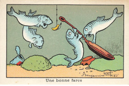 Delcampe - CHROMO BENJAMIN RABIER #25376 LA BLEDINE JACQUEMAIRE VILLEFRANCHE UNE BONNE FARCE POISSON HUMOUR - Autres & Non Classés
