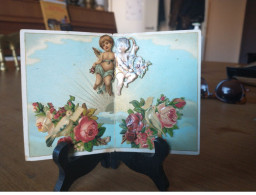 Delcampe - CHROMO A SYSTEME #25367 ANGE ANGELOT CORNE ABONDANCE ROSES COLOMBES AJOUTIS CROIX CHRIST RELIGION - Autres & Non Classés