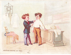 Delcampe - MIKIH-CHROMO- 0038 TRADE N.B. MARK AJUSTEMENT CHEZ LE MARCHAND DE CHEMISES GONTHIER DREYFUS - Autres & Non Classés