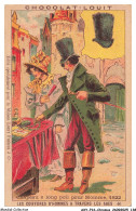 Delcampe - AXYP16-1222-CHROMOS - Chocolat Louit - Chapeau A Long Poil Pour Homme 1822 - Les Coiffures A Travers Les Ages - Louit