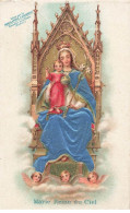 Delcampe - MIKII-396 CHROMO MARIE JESUS ANGES CHOCOLATERIE D'AIGUEBELLE MARIE REINE DU CIEL EN TISSUS - Aiguebelle