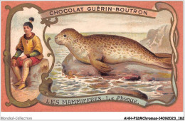 Delcampe - AHHP12-2293 - CHROMOS - CHOCOLAT-GUERIN-BOUTRON - PARIS - Les Mammiferes - Le Phoque - 10,5 X 7cm - Guérin-Boutron