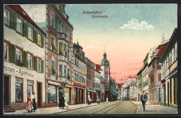 Delcampe - AK Schweinfurt, Spitalstrasse Mit Kronen-Apotheke - Schweinfurt