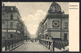 Delcampe - AK Eschweiler, Grabenstrasse Mit Brücke Und Grossem Kuppelgebäude, Reichsadler - Eschweiler