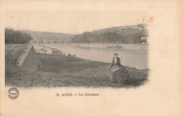 Delcampe - Agen * Vue Sur La Garonne Et Le Pont * Pub Publicité Vêtements Eugène St Rémy Et Compagnie , Rue De Siam Brest - Agen