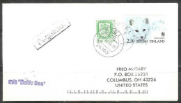 Delcampe - 1995 Paquebot Cover, Finland Arctic Fox Stamp Used In Kiel, Germany - Briefe U. Dokumente