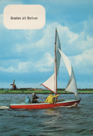 Delcampe - Nederland Workum Zeiljacht Met Molen Hollands Landschap Gefrankeerd #SCG243 - Workum