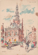 Delcampe - Nederland Bolsward Stadhuis Architectuur Straatleven Aquarel Oblitereerd #SCG181 - Bolsward