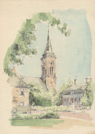 Delcampe - Nederland Breukelen Utrecht Pieterskerk En Oude Pastorie Aquarel 1906 #SCG078 - Breukelen