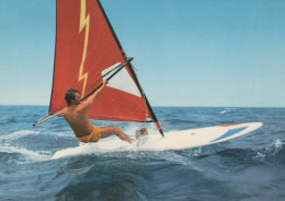 Delcampe - English Open Sea Windsurfing Man Watersport Red Sail Lightning Bolt #SCG746 - Zeilen