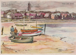 Delcampe - Nederland Terschilling Kustlandschap Vissers Boten Dorpsgezicht #SCG683 - Terschelling