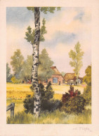 Delcampe - Agriculture 1943 Art By A Hoefer Birch Tree Farm House Postcard B817 - Sonstige & Ohne Zuordnung