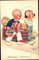 Delcampe - Artiste CPA Mallet, Beatrice, Grandes Vacances, Junge Trägt Gepäck, Tennisschläger - Sonstige & Ohne Zuordnung