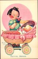 Delcampe - Artiste CPA Mallet, Beatrice, Petite Maman, Mädchen Mit Rassel, Baby, Kinderwagen - Sonstige & Ohne Zuordnung