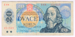 Delcampe - 1988 Czechoslovakia 20 Korun 291525 Paper Banknote Money Currency - Tchécoslovaquie