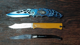 Delcampe - Lot De 3 Couteaux Pliants / Canifs - Laguiole Herbertz Douk-Douk - état Neuf - Blankwaffen