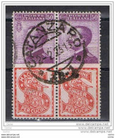 Delcampe - REGNO:  1924/25  SINGER  -  50 C. VIOLETTO  E  ROSSO  COPPIA  US. -  SASS. 16 - Publicidad