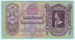 Delcampe - 1930 Hungary 100 Pengo 054303 Paper Banknote Money Currency - Hongrie