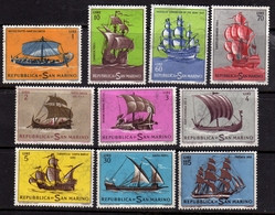 Delcampe - REPUBBLICA DI SAN MARINO 1963 STORIA DELLA NAVIGAZIONE NAVI SHIPS SERIE COMPLETA COMPLETE SET MNH - Neufs