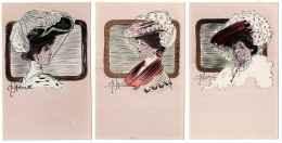 Delcampe - La Femme Au Voile. Art Nouveau.   6 Cartes Artistiques En Couleurs  Avec Pochette. - Sonstige & Ohne Zuordnung