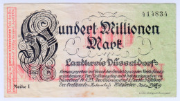 Delcampe - 1923 Germany Dusseldorf 100 Million Mark 414834 Paper Banknote Money Currency - 100 Millionen Mark