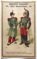 Delcampe - Chromo - Image - Biscuits GUILLOUT - Chocolat - Rue Rambuteau - Paris - Militaire - Vieux Papiers - Autres & Non Classés