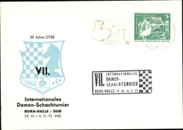 Delcampe - CPA Schach, Stempel 25 Jahre DTSB, VII. Int. Damen-Schachturnier, Buna-Halle, DDR, 1973 - Sonstige & Ohne Zuordnung